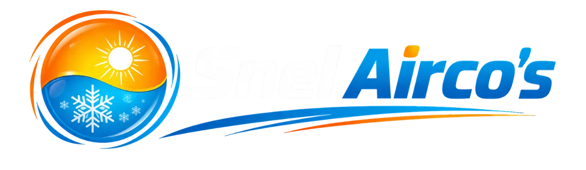 Snel Airco's logo wit op transparante achtergrond
